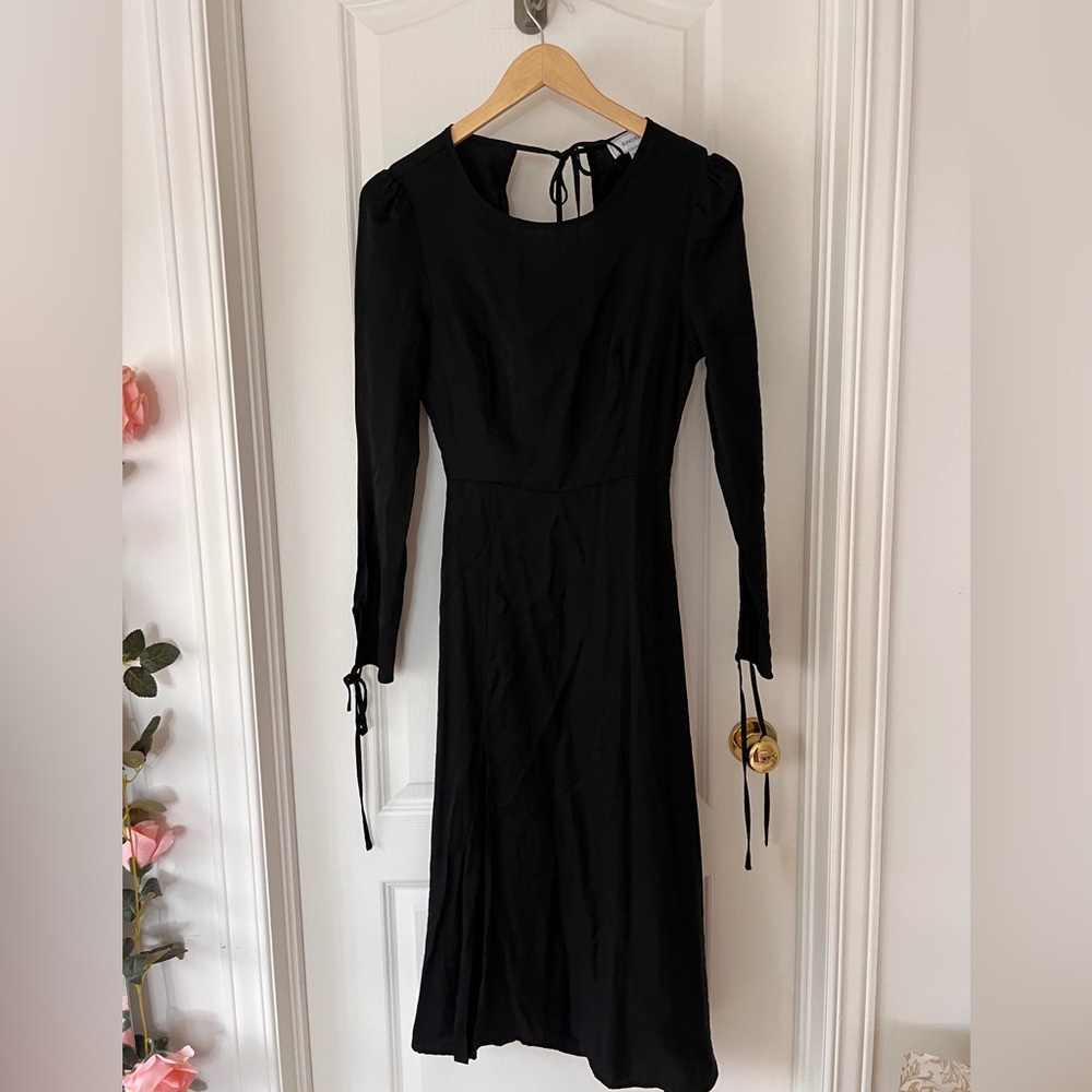 Black open back midi dress